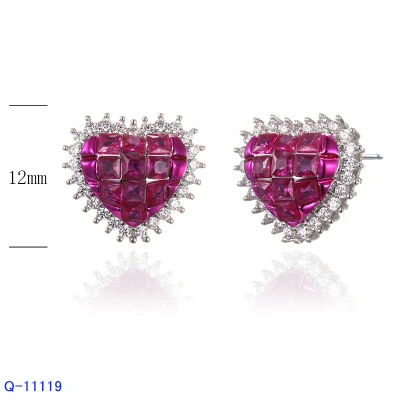 Pendientes del corazón del perno prisionero del aro de la plata esterlina 925 de la joyería de la nueva moda del diseño