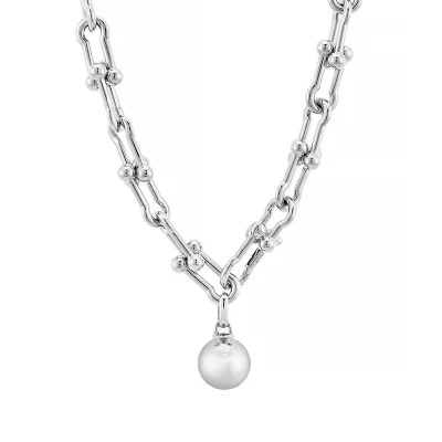 Collar de una sola perla Collares de platino con colgante para mujer 86 g